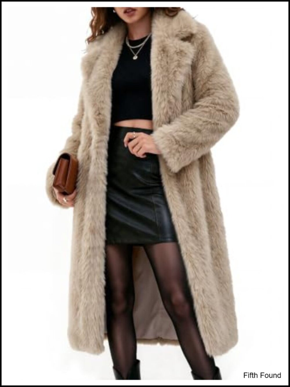 Faux Fur Coat Mid-Calf Wide Lapel Winter Jacket